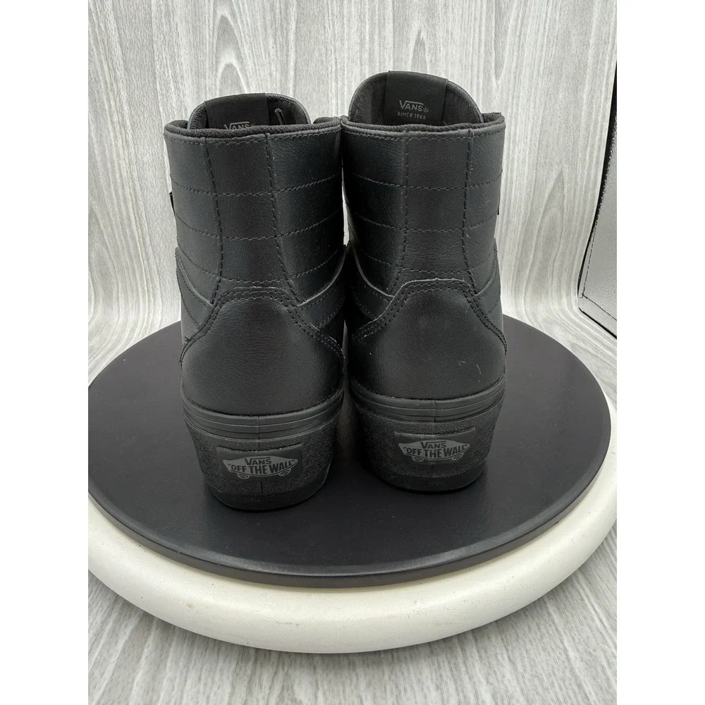 Vans Filmore Hi Stackform Womens Size 6.5 Triple Black Leather Platform Shoes